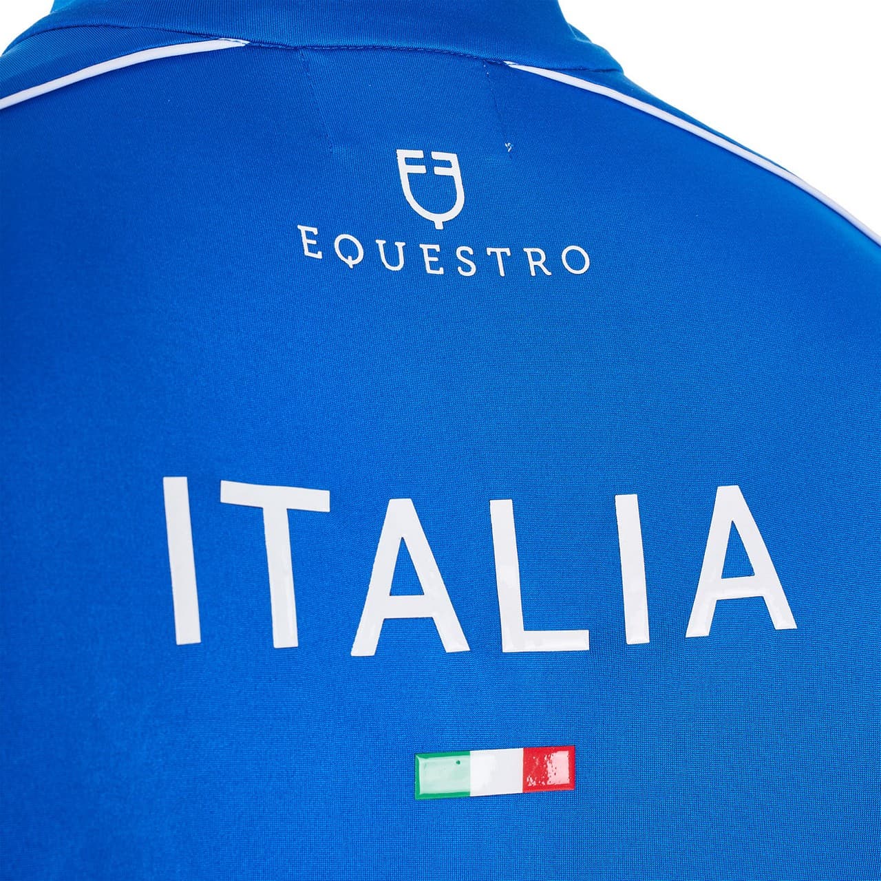 Polo uomo da allenamento zip tricolore Equestro X FISE, vista 2