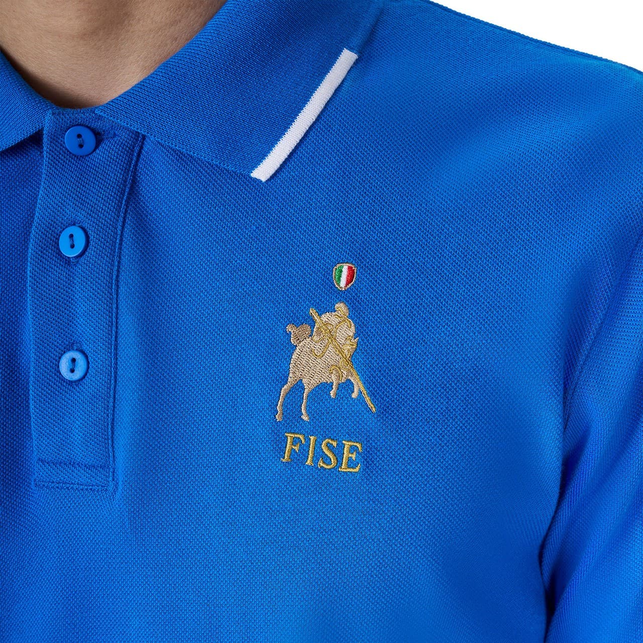 Polo uomo da allenamento tre bottoni Equestro X FISE, vista 3