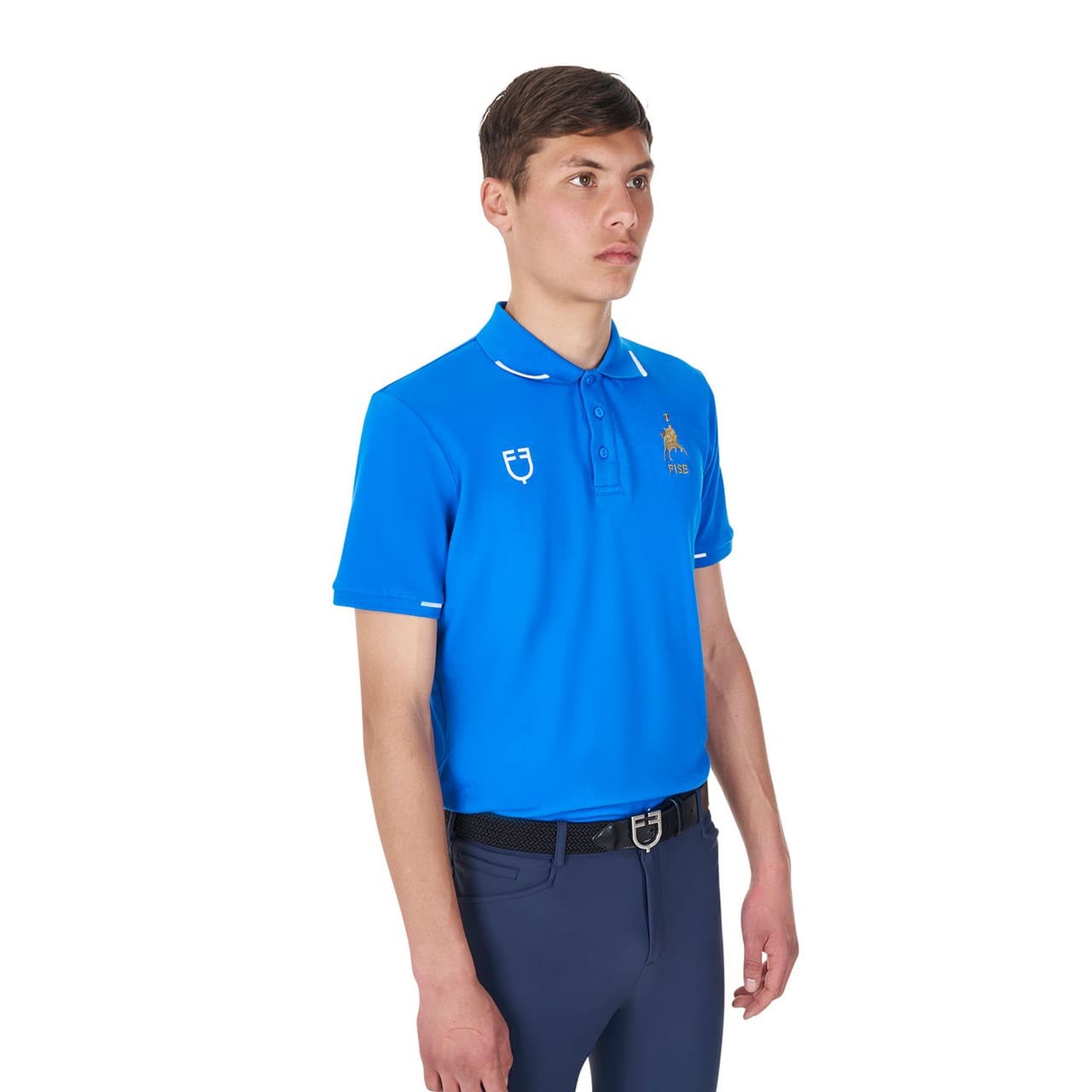 Polo uomo da allenamento tre bottoni Equestro X FISE, vista 5