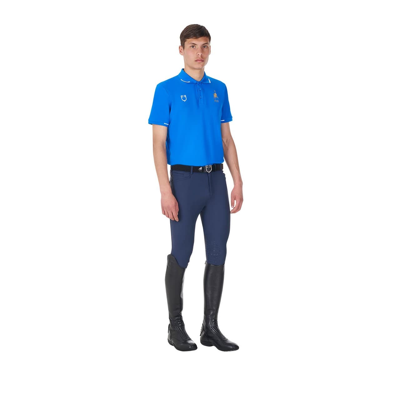 Polo uomo da allenamento tre bottoni Equestro X FISE, vista 6