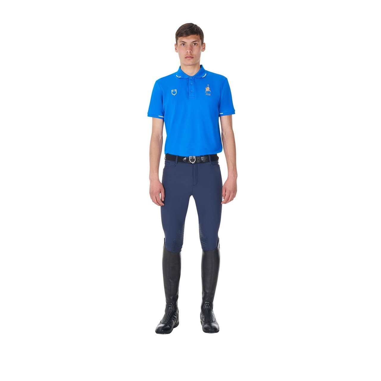 Polo uomo da allenamento tre bottoni Equestro X FISE, vista 7