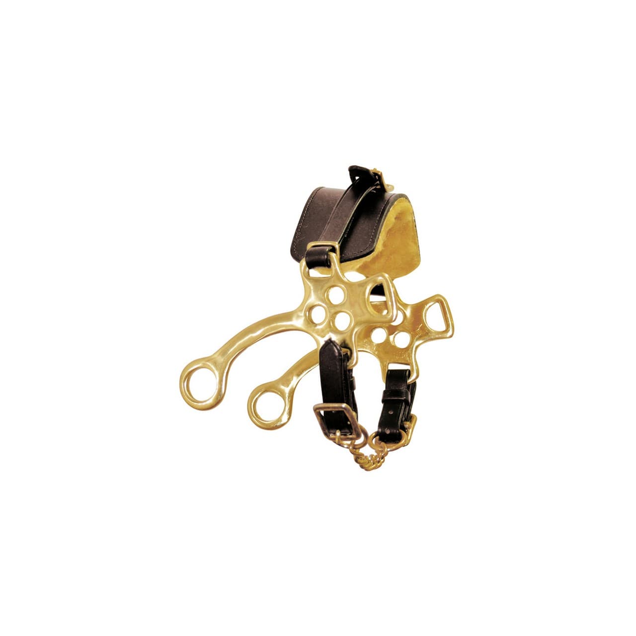 Hackamore ottone con nasalina in cuoio, vista 1