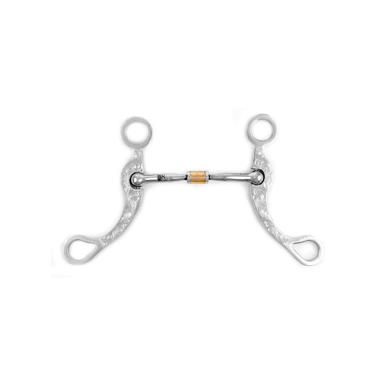 Morso western satinato con semi-snodo in rame, aste decorate, vista 1
