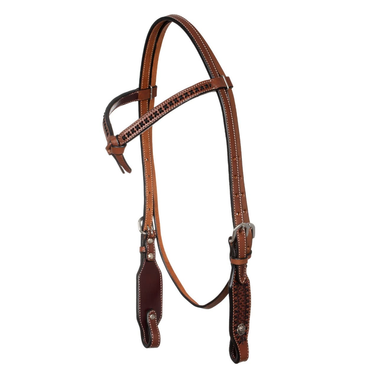 Testiera western Futurity con frontalino intrecciato, vista 1