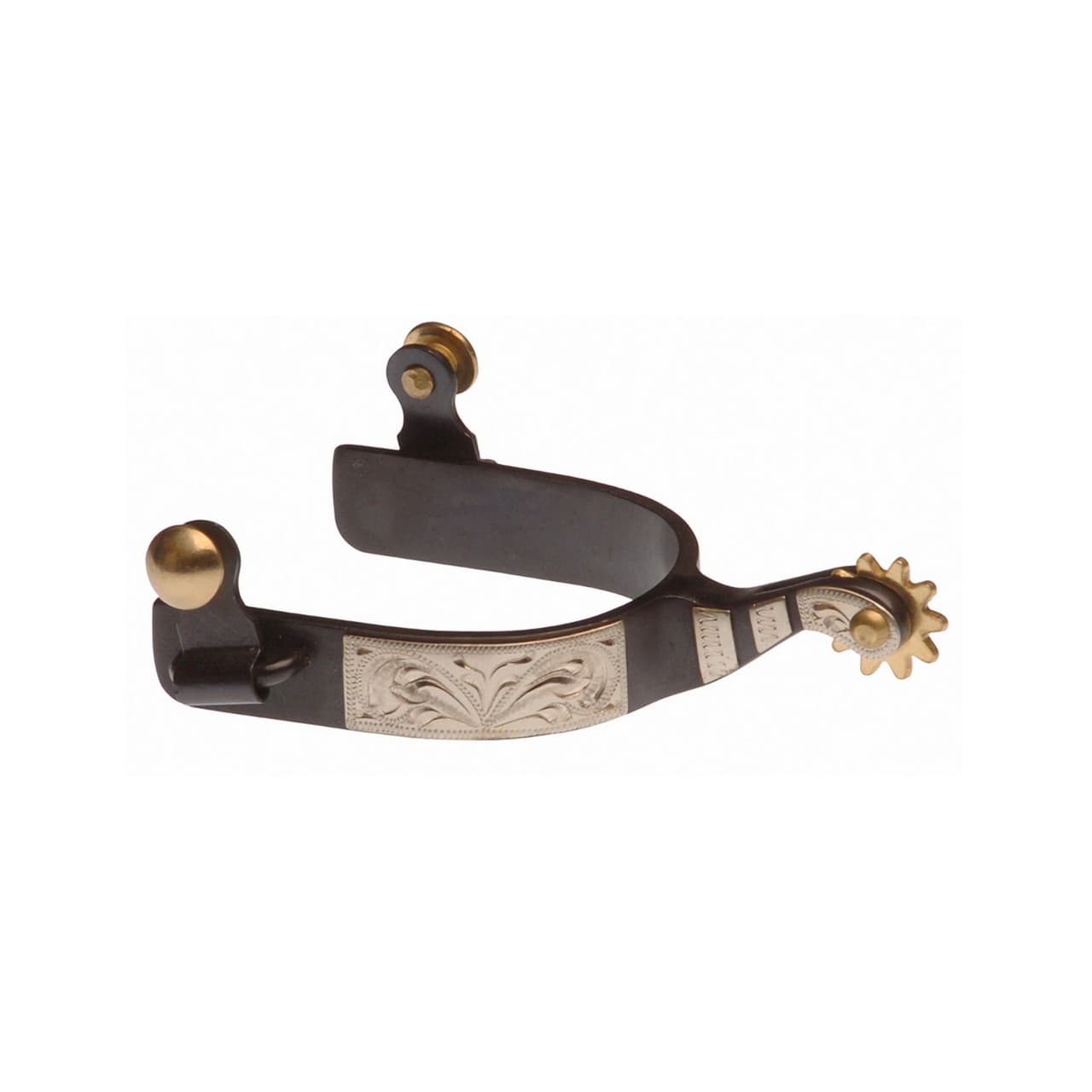 Speroni western nero, decorazione inox, vista 1