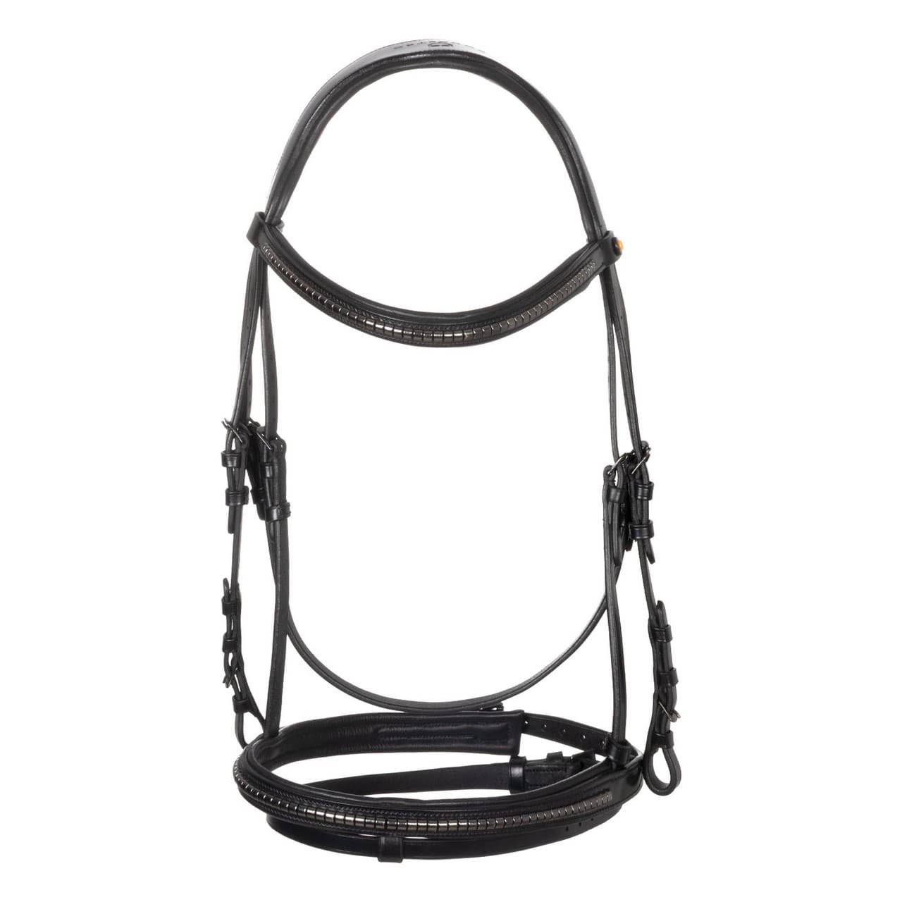Testiera in pelle con clincher nero, vista 2