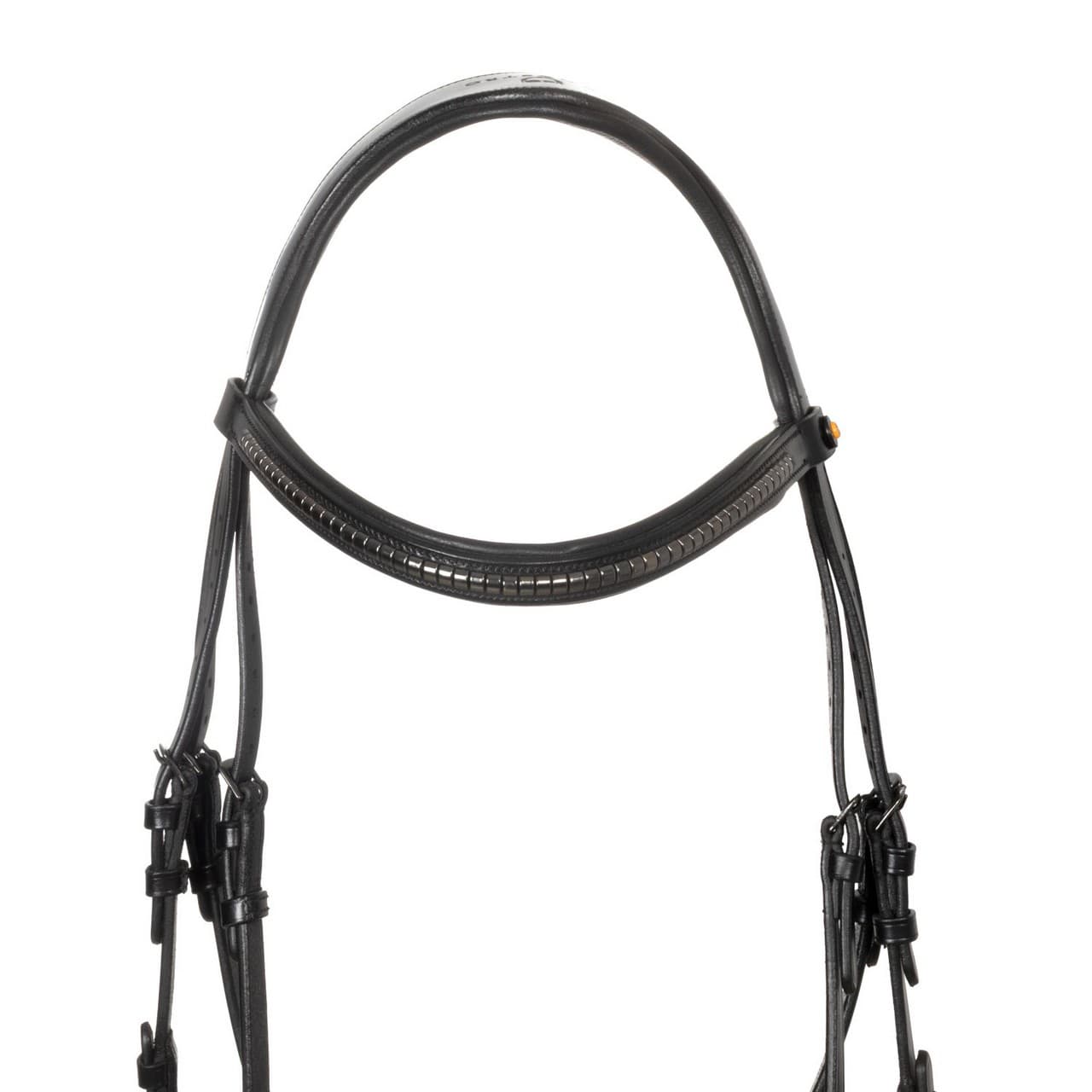 Testiera in pelle con clincher nero, vista 3