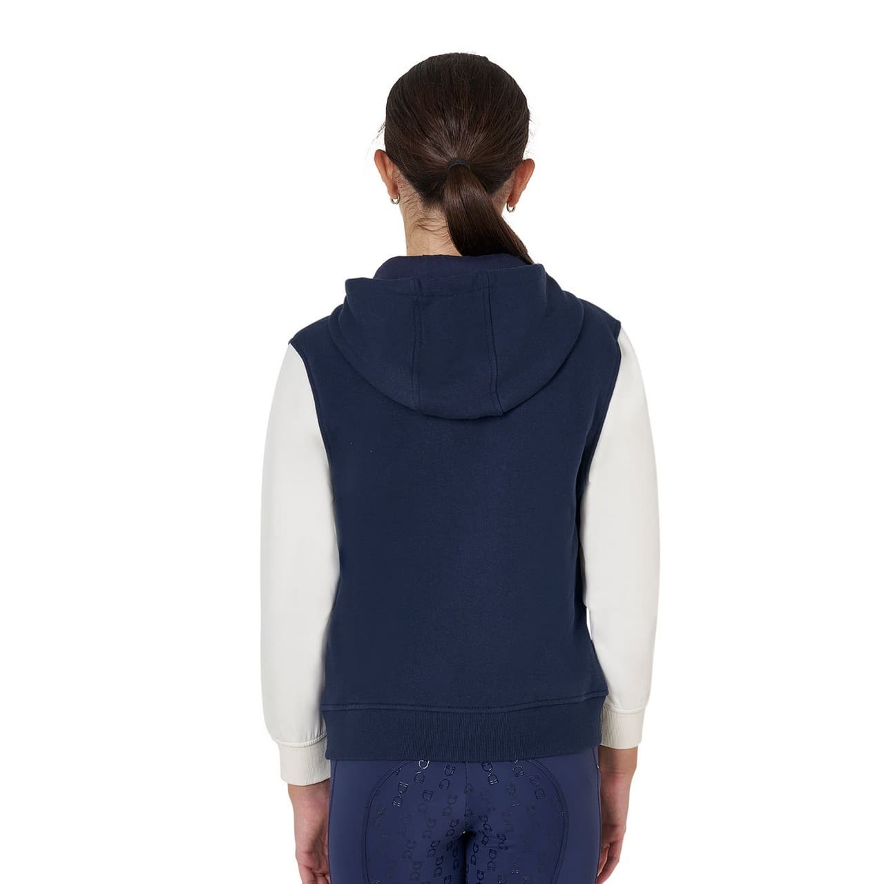Felpa bambina EQ bicolore con zip frontale, vista 2