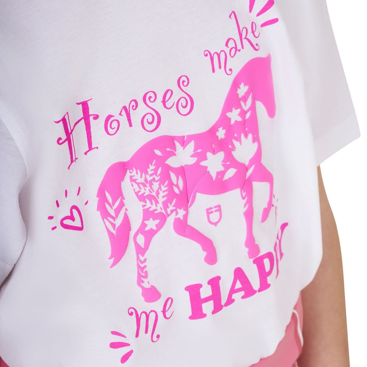 T-shirt bambina Horses Make Me Happy in cotone, vista 3