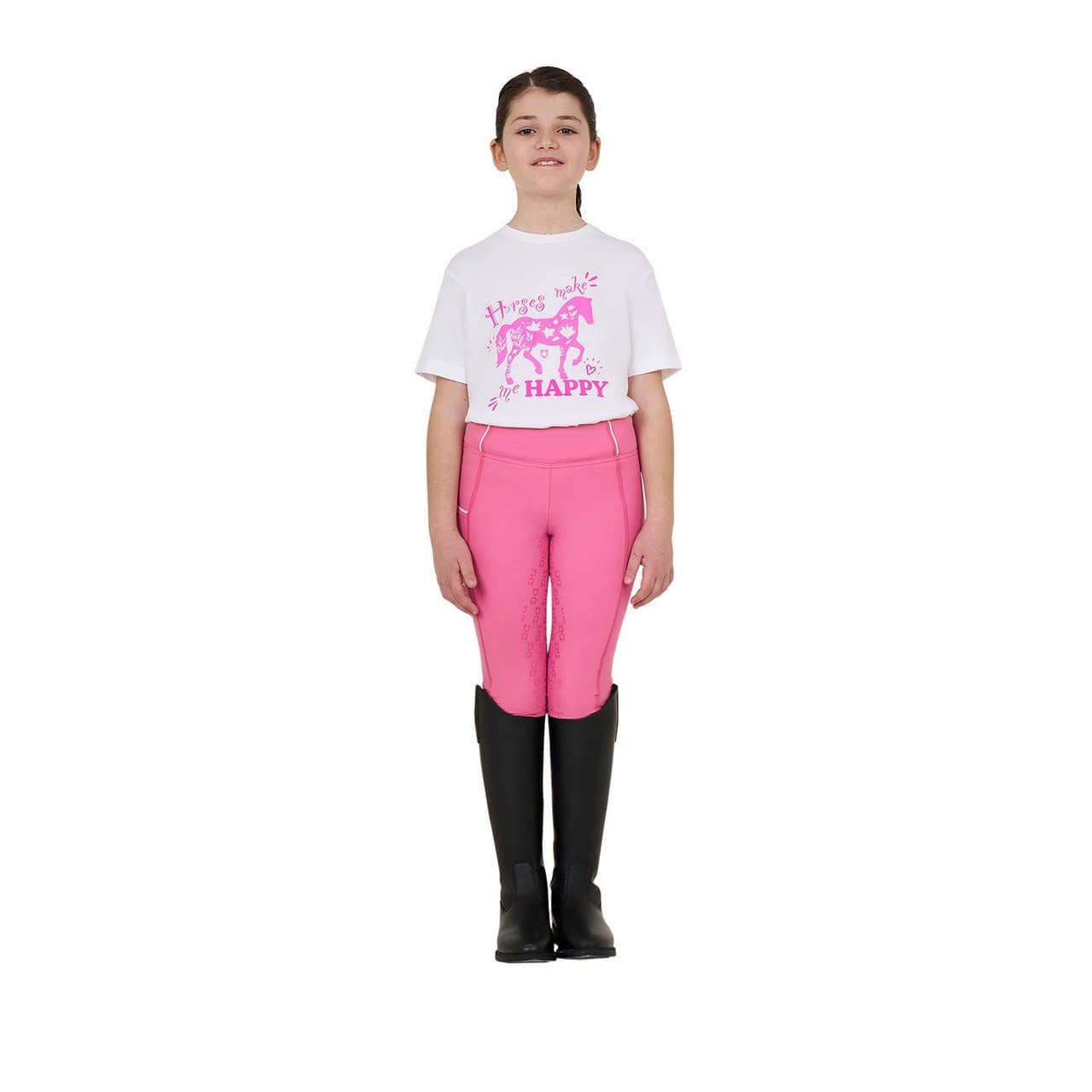 T-shirt bambina Horses Make Me Happy in cotone, vista 4