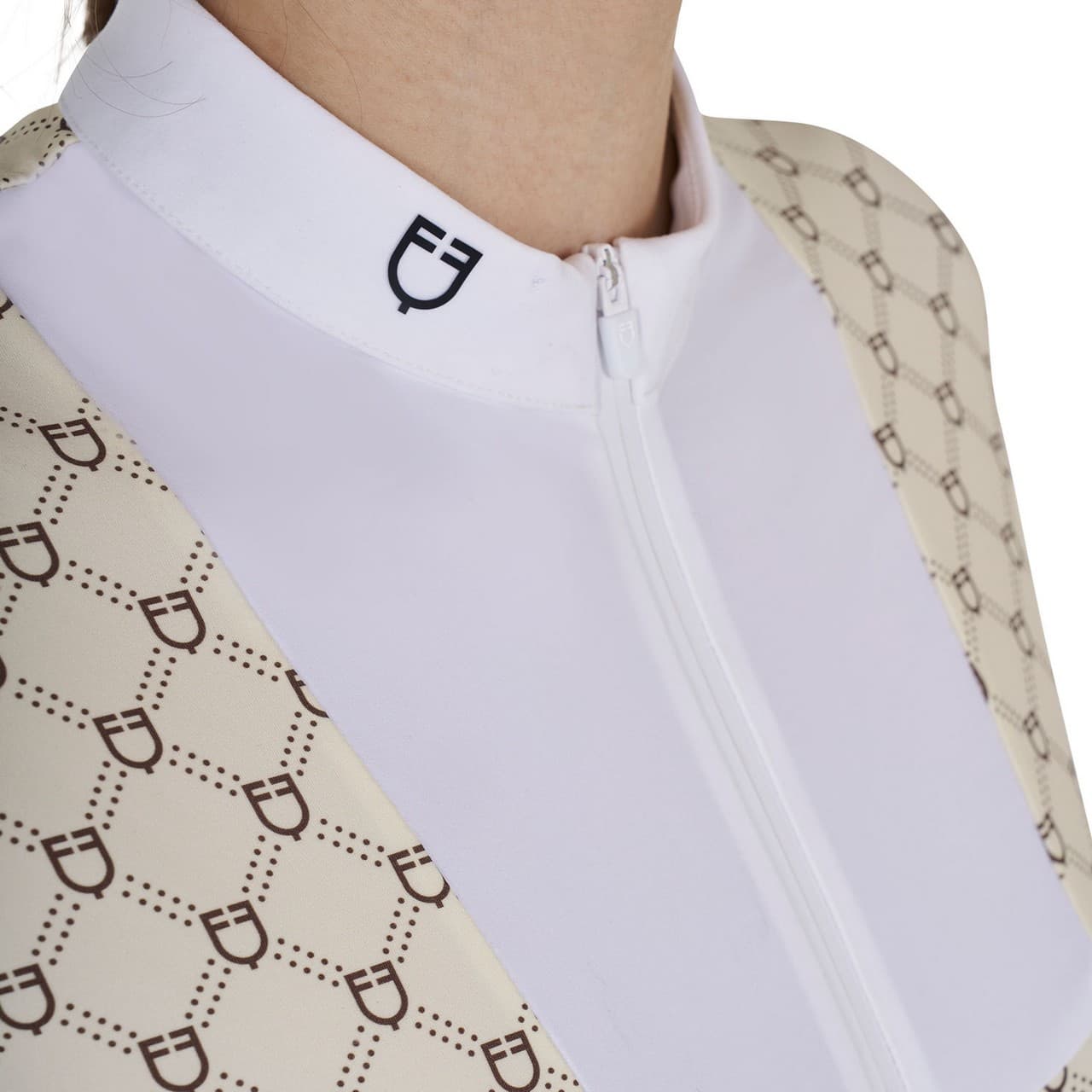 Polo donna da concorso a manica lunga con stampa monogram, vista 5