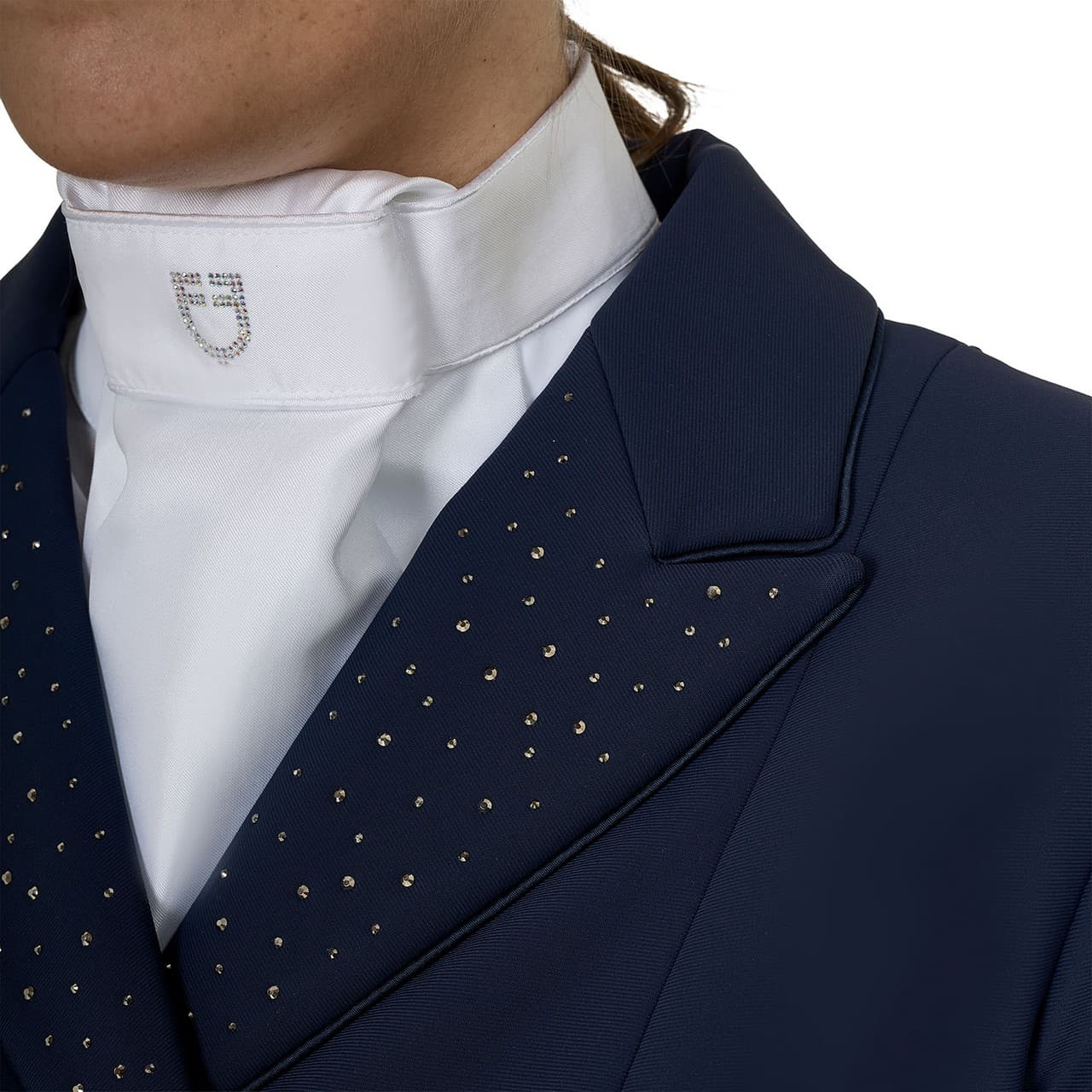 Frac donna in tessuto tecnico con strass, vista 3