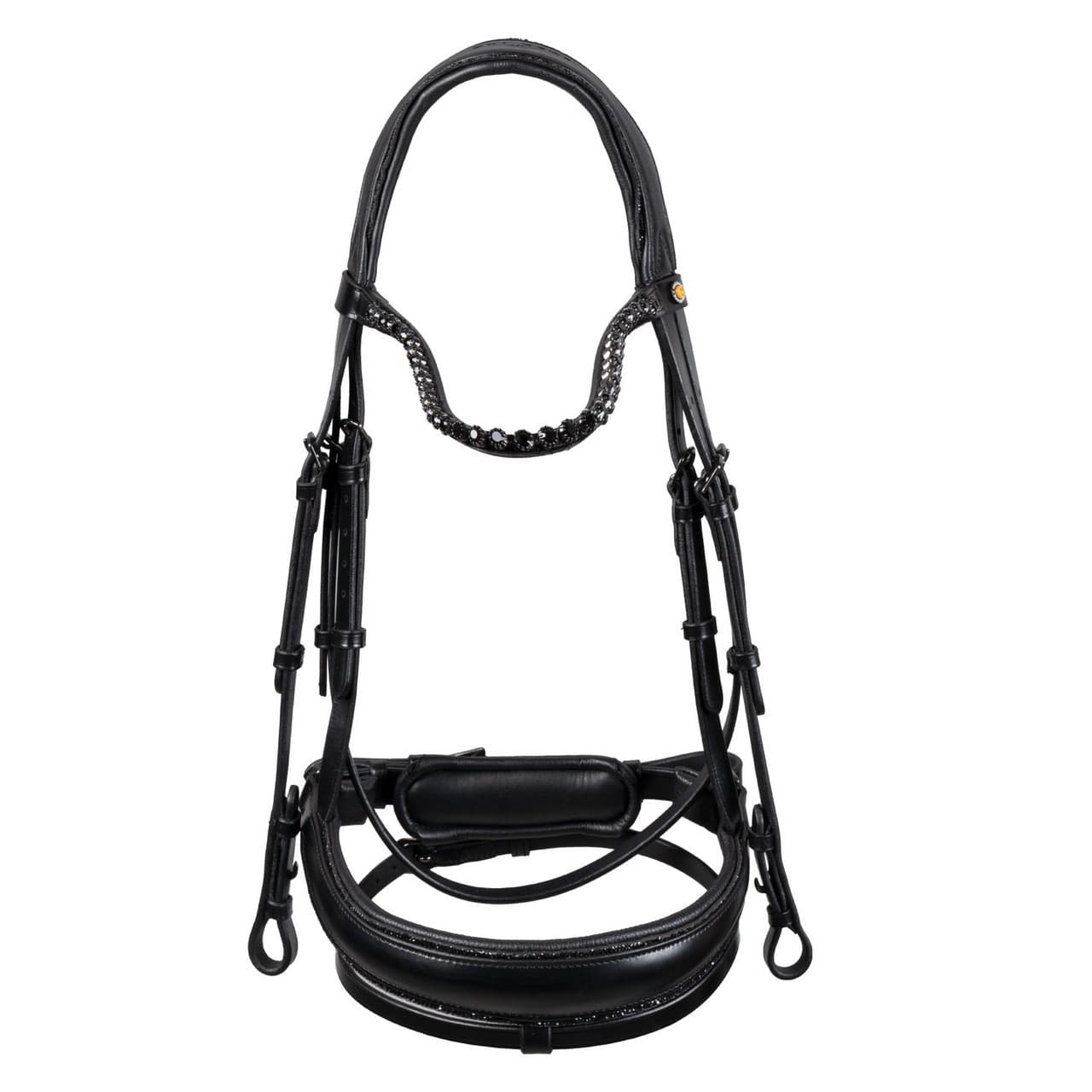 Testiera dressage anatomica in pelle con strass, vista 2