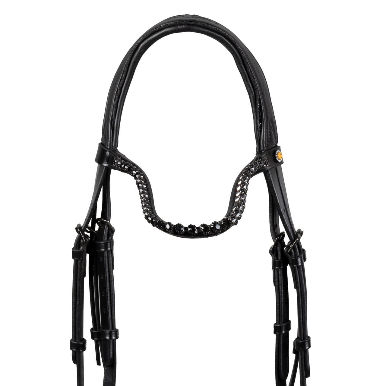 Testiera dressage anatomica in pelle con strass, vista 3