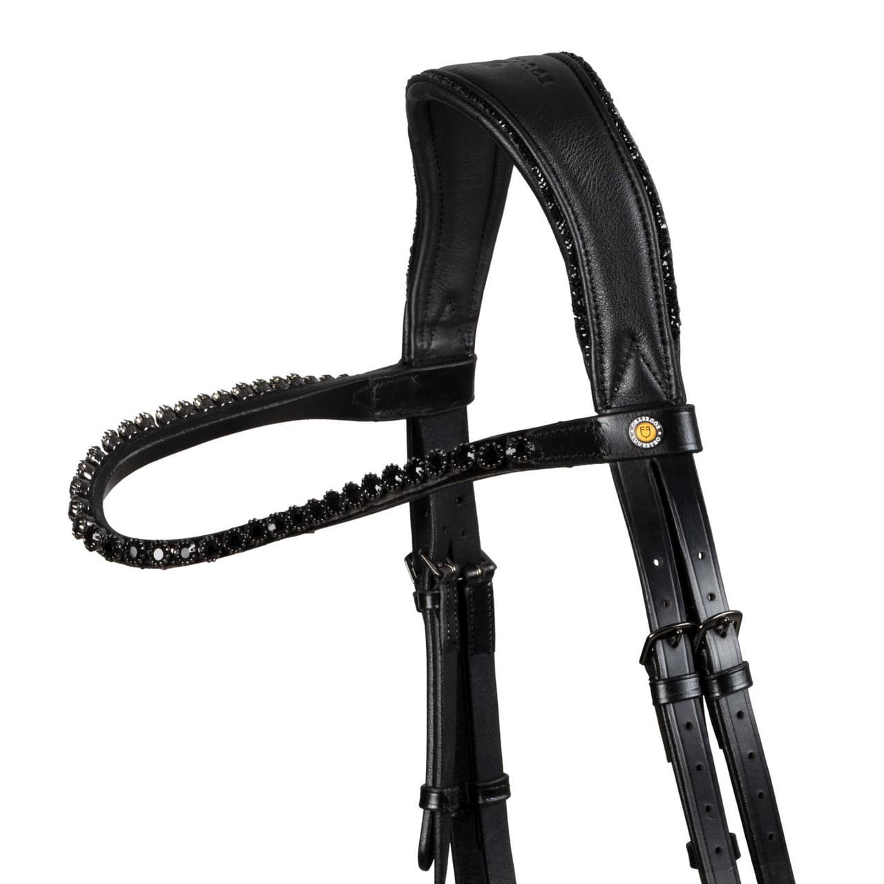 Testiera dressage anatomica in pelle con strass, vista 4