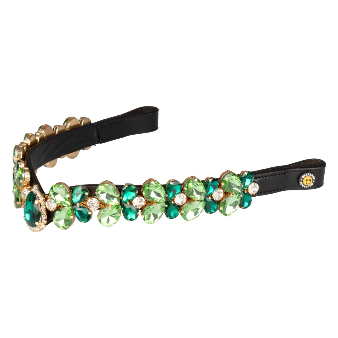 Frontalino Green Ray Crystal in cuoio, vista 1