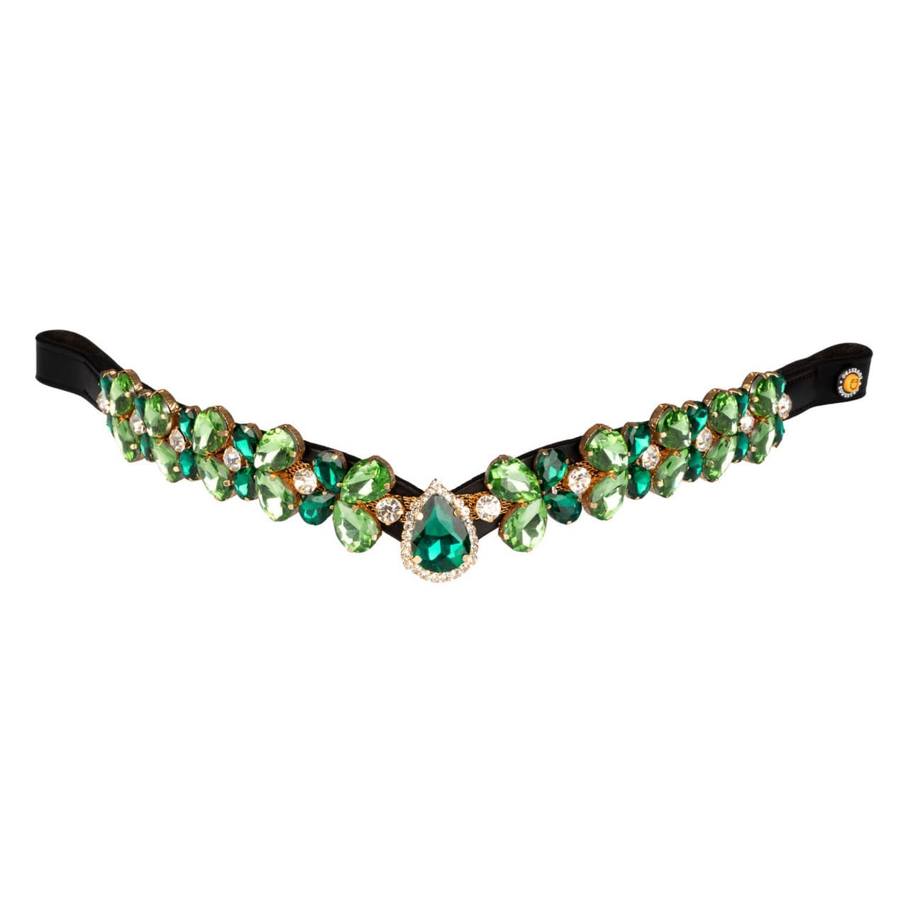 Frontalino Green Ray Crystal in cuoio, vista 2