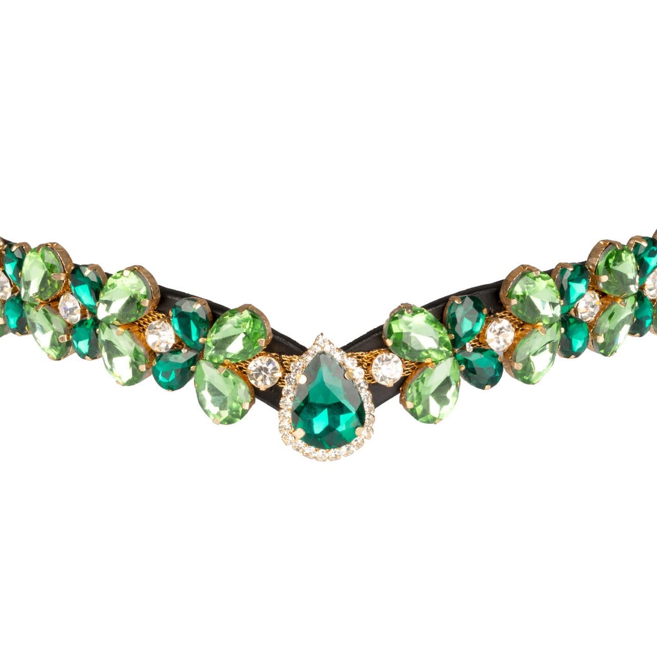Frontalino Green Ray Crystal in cuoio, vista 4