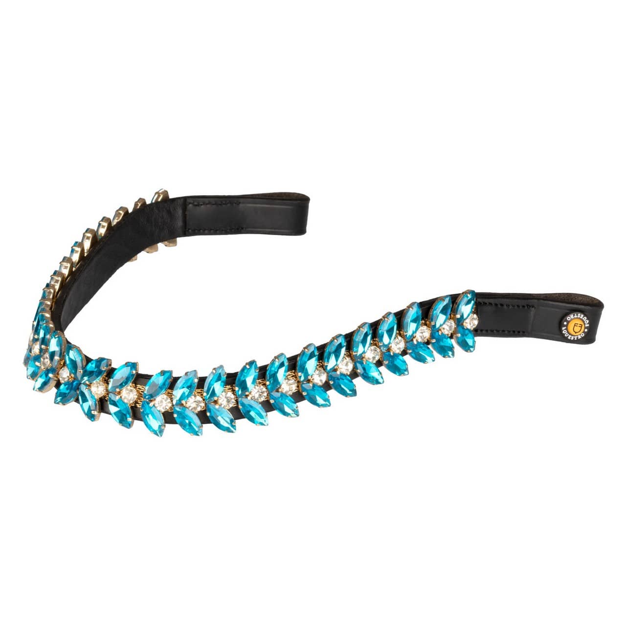 Frontalino Blue Jets Crystal in cuoio