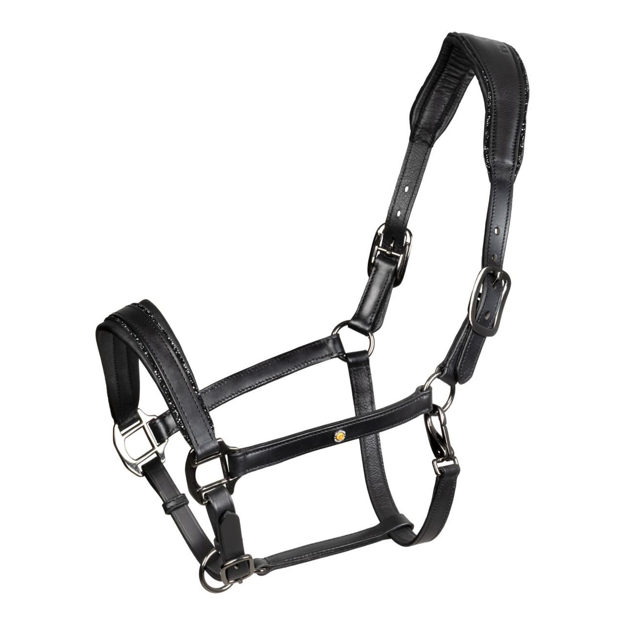Cavezza in cuoio con piping glitterato, vista 1