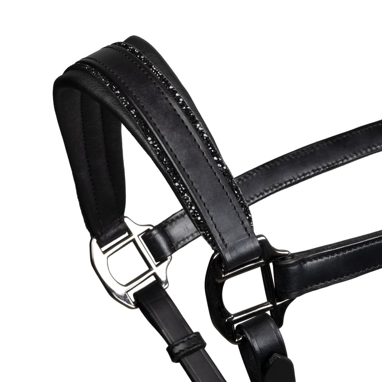 Cavezza in cuoio con piping glitterato, vista 2