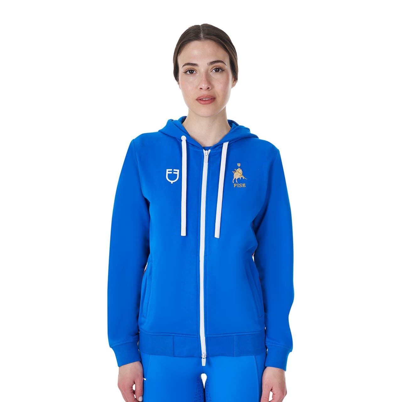 Felpa donna in pile con cappuccio Equestro X FISE, vista 1