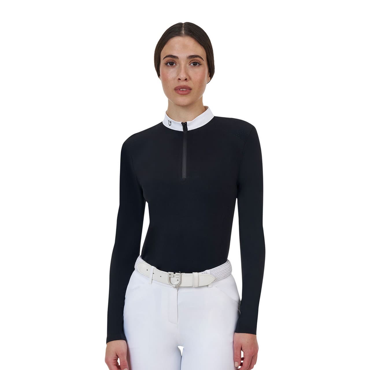 Polo concorso donna Equestro Ridertechnology manica lunga e zip (Rif. ETW00174N), vista 1