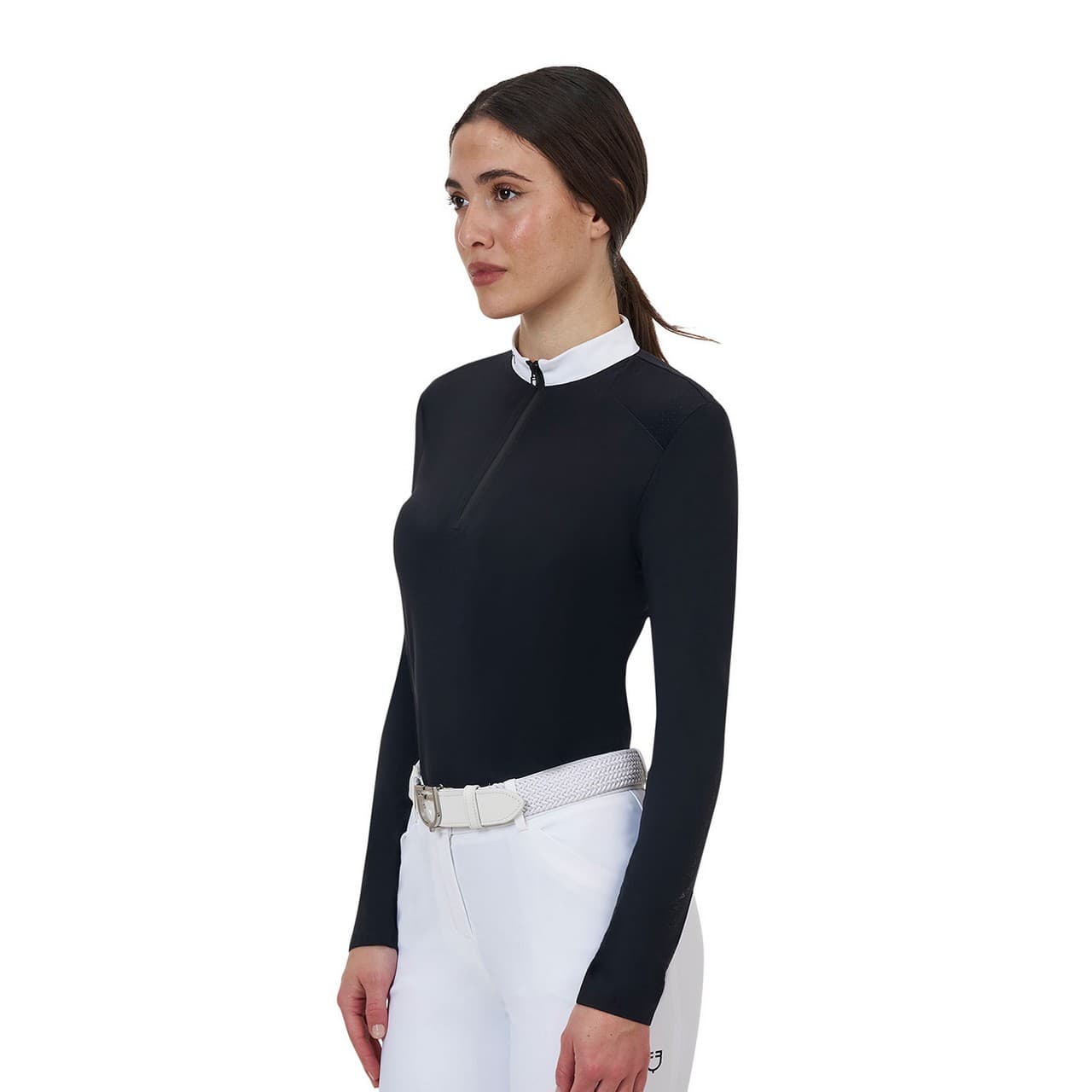 Polo concorso donna Equestro Ridertechnology manica lunga e zip (Rif. ETW00174N), vista 4