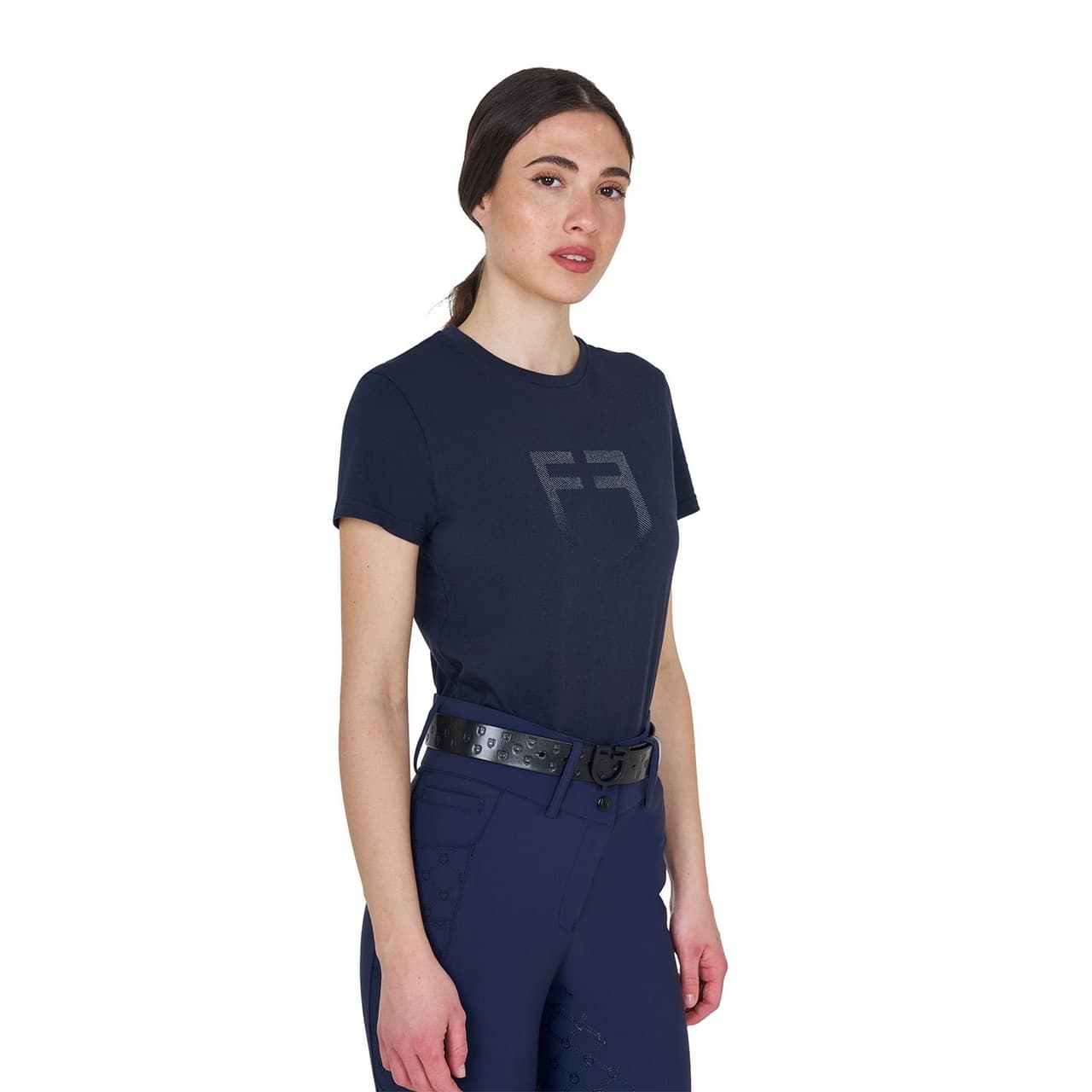 T-shirt basic donna con logo glossy tono su tono, vista 3