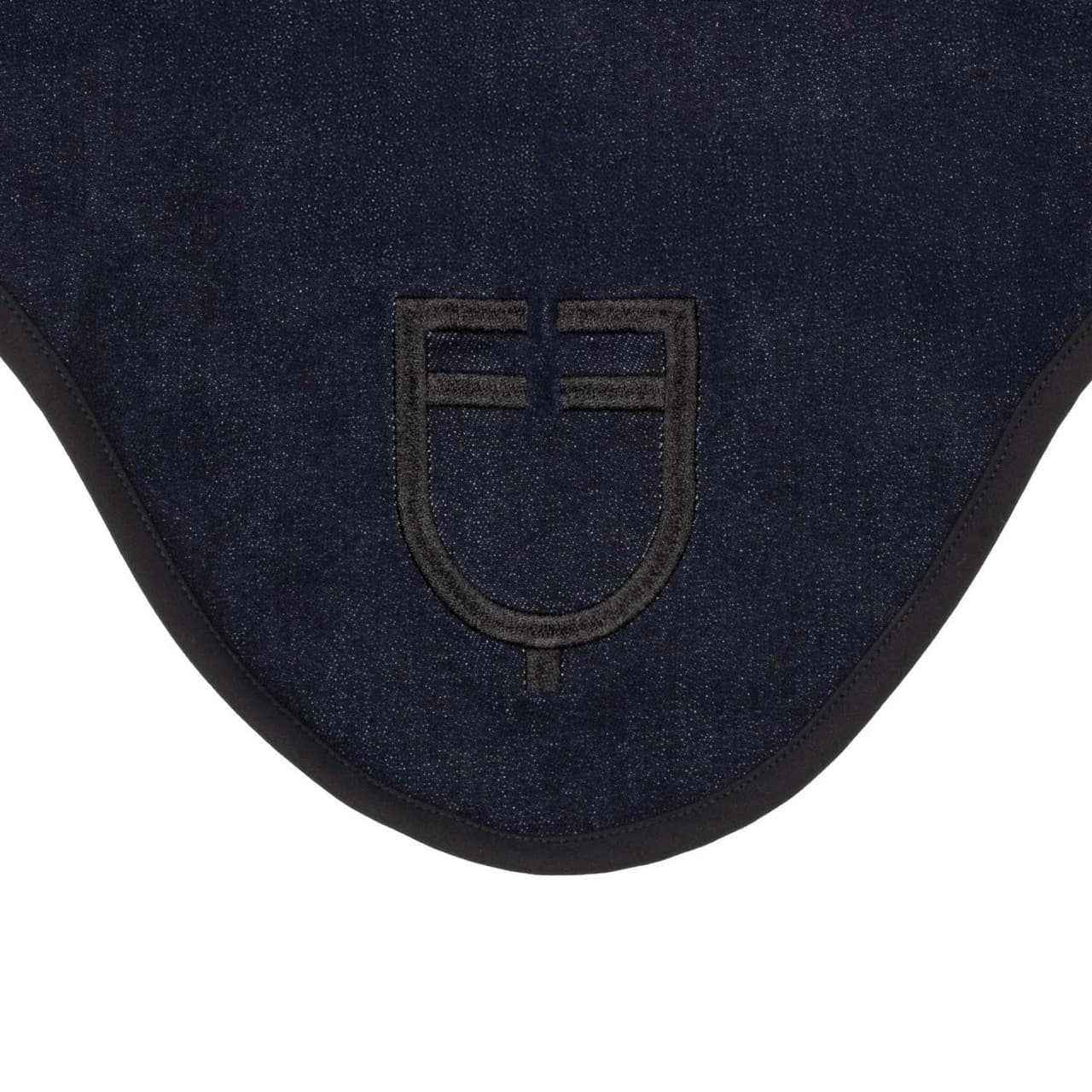 Cuffietta in tessuto tecnico effetto denim con logo, vista 4