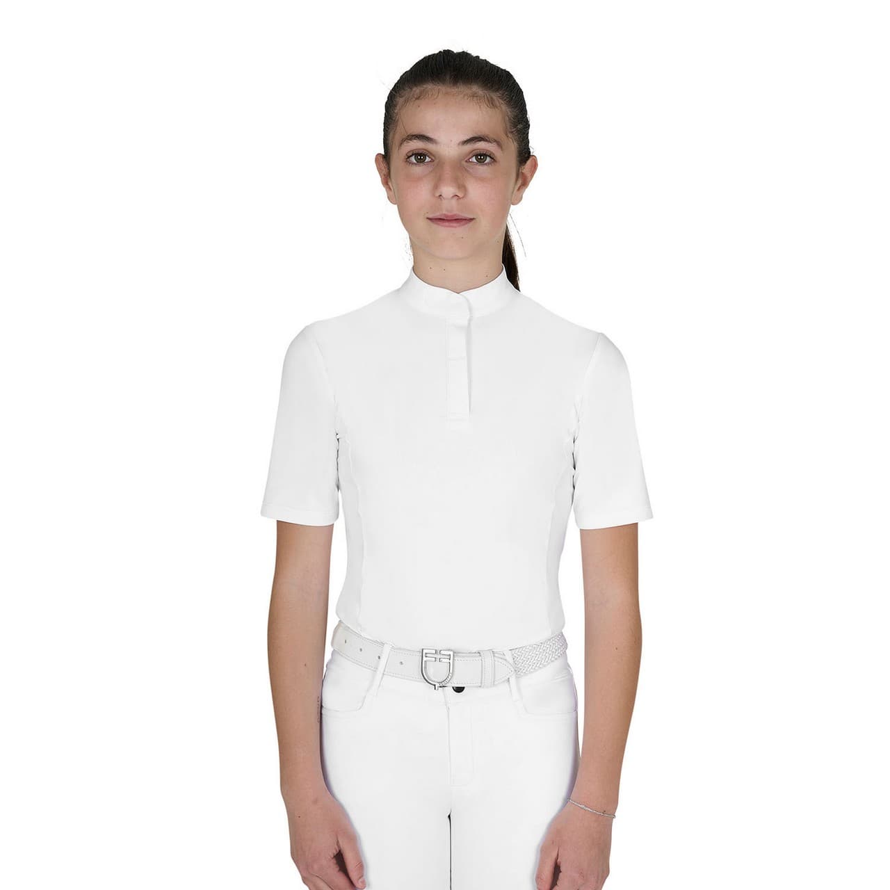 Polo concorso bambina slim fit con bottoni, vista 1
