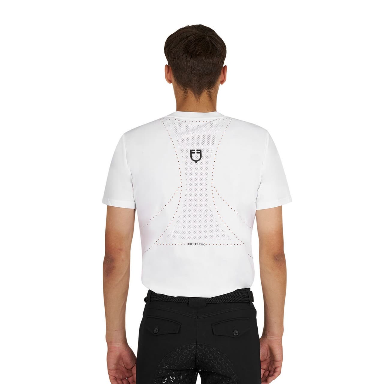 T-shirt allenamento uomo in tessuto tecnico con microfori, vista 2