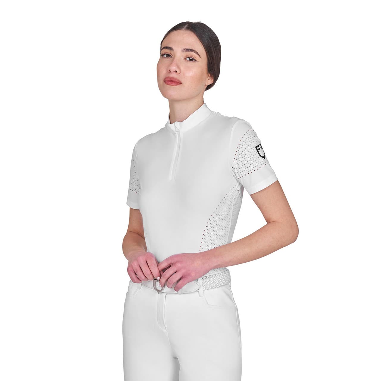T-shirt donna da allenamento in tessuto tecnico con microfori, vista 4