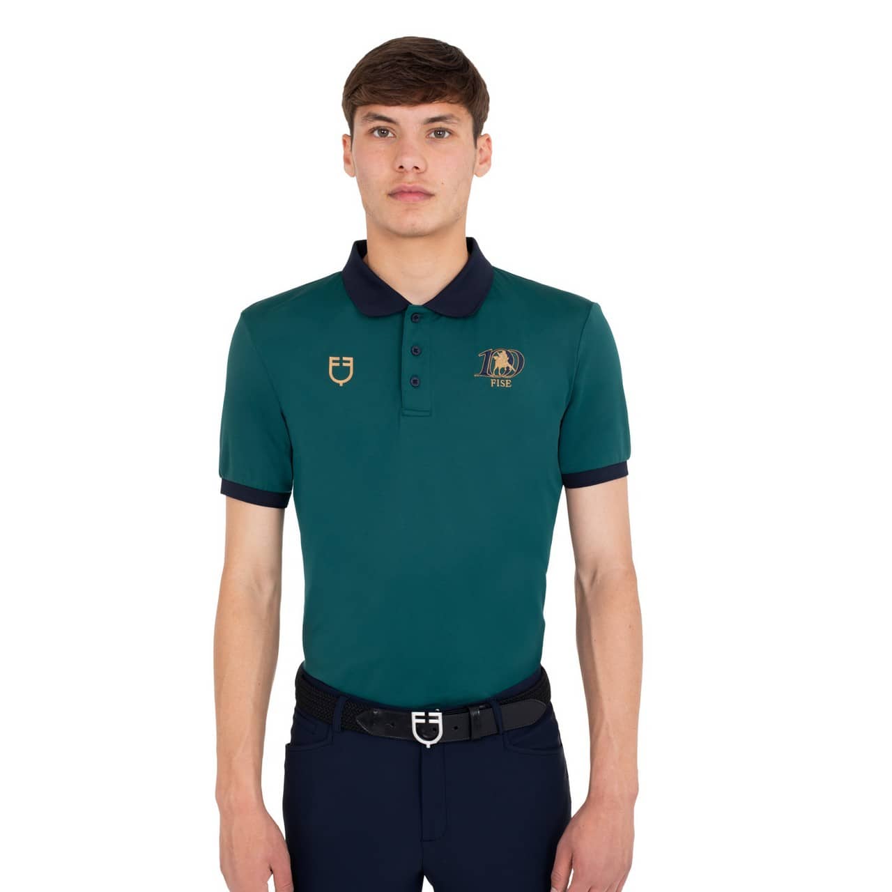 Polo uomo allenamento tre bottoni Equestro X FISE CENTENARIO