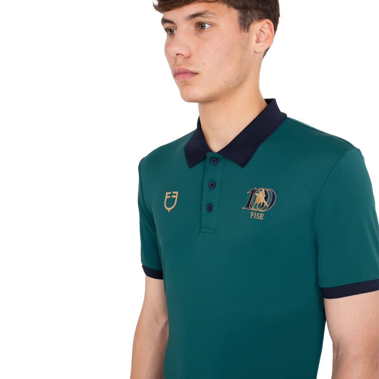 Polo uomo allenamento tre bottoni Equestro X FISE CENTENARIO, vista 3