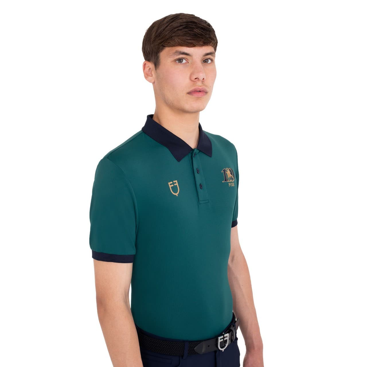 Polo uomo allenamento tre bottoni Equestro X FISE CENTENARIO, vista 4